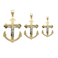 Two-Tone Crucified Anchor Pendant (14K) Popular Jewelry New York