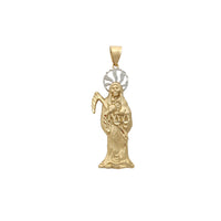 Two-Tone Diamond Cuts Halo Santa Muerte Pendant (14K) Popular Jewelry New York