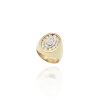 Two-Tone Oval Guadalupe CZ Ring (14K)