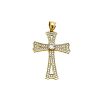 Two-Tone Cross CZ Pave Pendant (14K)