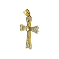 Two-Tone Cross CZ Pave Pendant (14K)