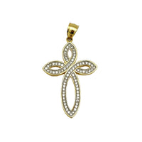 Two-Tone Cross Pave CZ Pendant (14K).