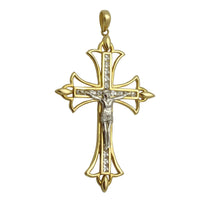 Two-Tone Crucifix CZ Pendant (14K).