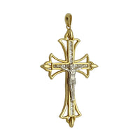 Two-Tone Crucifix CZ Pendant (14K).