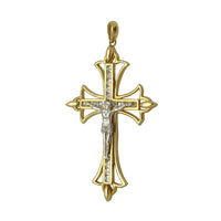 Two-Tone Crucifix CZ Pendant (14K).