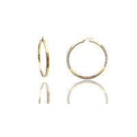 Two-Tone Diamond Cuts Hoop Earrings (14K)