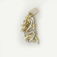 Two-Tone Dragon CZ Pendant (14K) right side - Popular Jewelry - New York