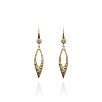 Two-Tone Marquise Drop CZ Earrings (14K) New York Popular Jewelry