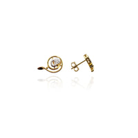 Two-Tone Spiral CZ Earrings (14K) New York Popular Jewelry