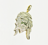 Diamond Jesus Head Pendant (14K).