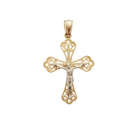 Two-Tone Milgrain Filigree Crucifix Pendant (14K)