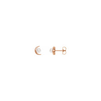 Crescent Moon Pearl Stud Earrings rose (14K) main - Popular Jewelry - New York