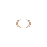 Diamond Crescent Moon Stud Earrings rose (14K) front - Popular Jewelry - New York