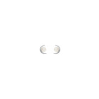 Crescent Moon Pearl Stud Earrings white (14K) front - Popular Jewelry - New York