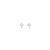 Cross Stud Earrings white (14K) front - Popular Jewelry - New York