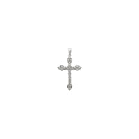 Diamond Budded Cross Pendant large (14K) front - Popular Jewelry - New York