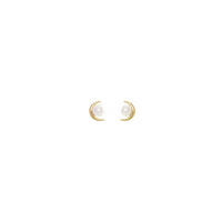 Crescent Moon Pearl Stud Earrings yellow (14K) front - Popular Jewelry - New York