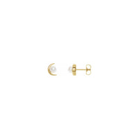 Crescent Moon Pearl Stud Earrings yellow (14K) main - Popular Jewelry - New York