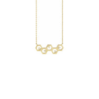 Diamond Honeycomb Necklace yellow (14K) front - Popular Jewelry - New York