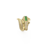 Iced-Out Crocodile Wrap-Around Ring (14K) face side - Popular Jewelry - New York