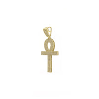 Iced-Out Milgrain Ankh Pendant (14K) side - Popular Jewelry - New York