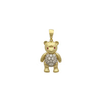 Icy Teddy Bear Pendant (14K) front - Popular Jewelry New York