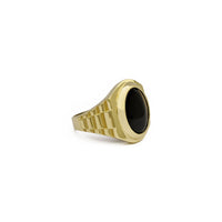 Oval Black Onyx Presidential Ring (14K) side 2 - Popular Jewelry - New York
