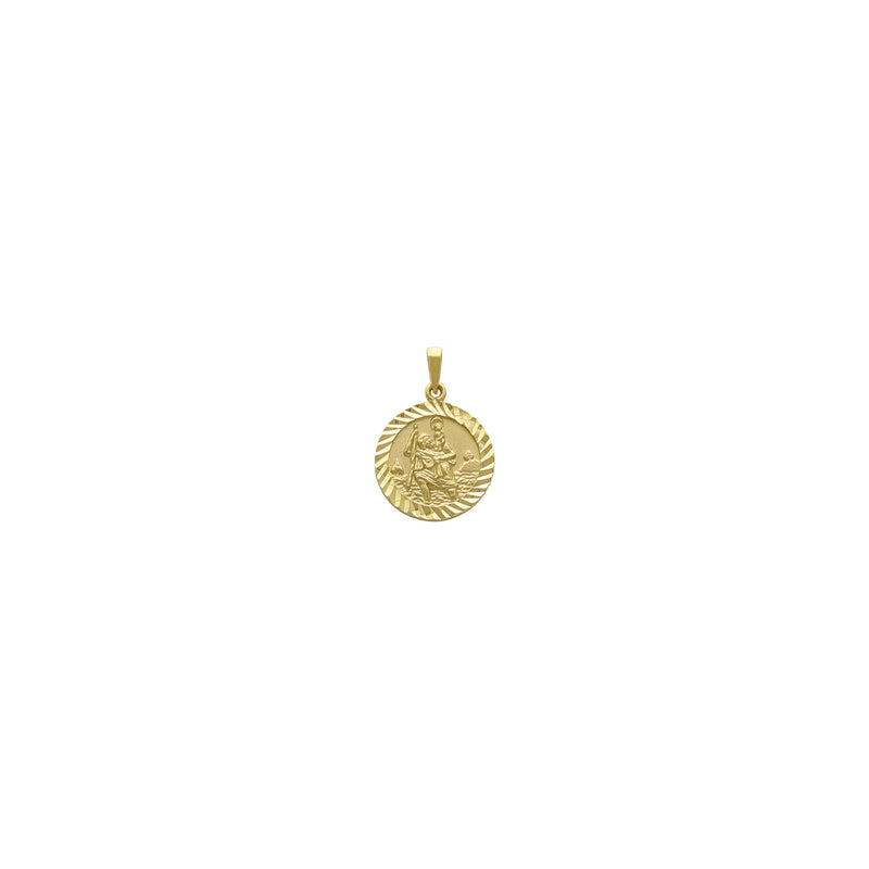 Saint Christopher Diamond-Cut Round Medallion Pendant (14K) front - Popular Jewelry - New York