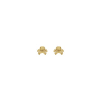 Skull & Crossbones Stud Earrings yellow (14K) front - Popular Jewelry - New York