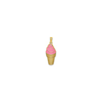 Strawberry Ice Cream Cone Pendant (14K) front - Popular Jewelry - New York