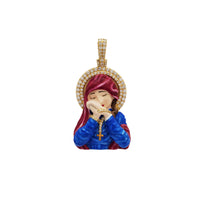 Diamond Enamel Virgin Mary Pendant (14K)