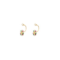 Virgin Mary Curve Hang CZ Earrings (14K)