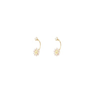 Virgin Mary Curve Hang CZ Earrings (14K)