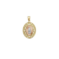 Tricolor Virgin Mary Oval Pendant (14K)