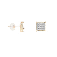 Zirconia Square Stud Earrings (14K)