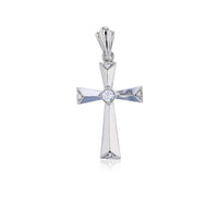 White Gold CZ Cross Pendant (14K)