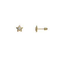 Zirconia Outlined Star Stud Earrings (14K)