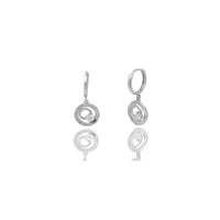 Wave Huggie CZ Earrings (14K). White Gold