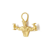 Dumbbell Weightlifting Pendant (14K) 14 Karat Yellow Gold, Gym, Fitness, Popular Jewelry New York