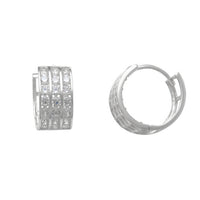 3-Rows Pave Huggie Earrings (14K)