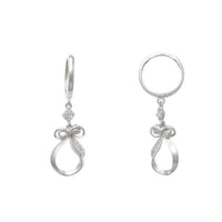 White Gold Stone-Set Ribbon Drop Earrings (14K) Popular Jewelry New York