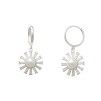 White Gold Tapered Baguettes & Pearl Drop Earrings (14K) Popular Jewelry New York