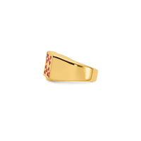 Enameled Royal Flush Hearts Men's Ring (14K)