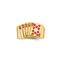 Enameled Royal Flush Hearts Men's Ring (14K)