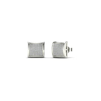 White Gold Diamond Square Dome Stud Earrings (14K)