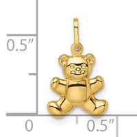 Puffed Teddy Bear Pendant (14K)