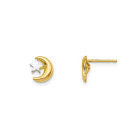 Two-Tone Crescent Moon & Star Stud Earrings (14K)