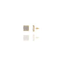 Square Panel Diamond Stud Earrings (14K)