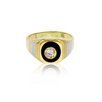 Yellow Bezel Black Onyx Men's Ring (14K) Popular Jewelry New York