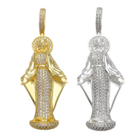 Pave Setting Virgin Mary Pendant (Silver)
